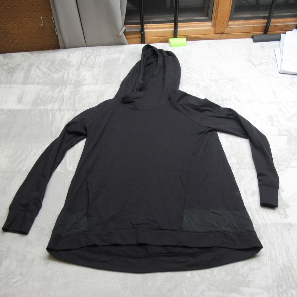 Lululemon Hoodie Womens 4 Black Pockets Tunic Pullover Sweatshirt Athletic Yoga